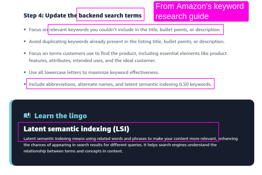 amazon backend keywords